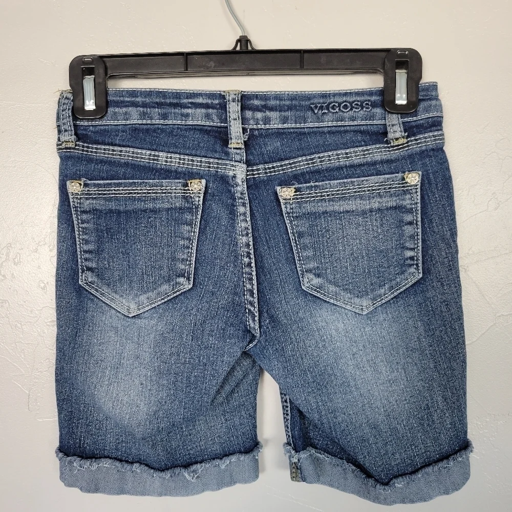 Vigoss The Jagger Bermuda Shorts Girl Sz 10 Medium Wash Patchwork Grey Floral